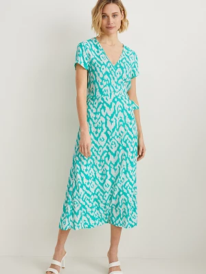 C&A Sukienka kopertowa-ze wzorem, Zielony, Rozmiar: 36