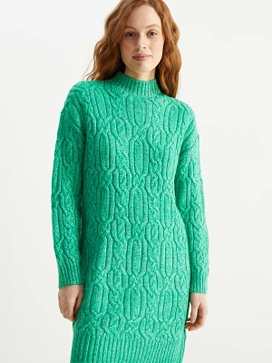 C&A Sukienka z dzianiny-wzór w warkocze, Zielony, Rozmiar: M