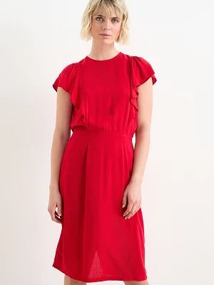 C&A Sukienka z wiskozy, Czerwony, Rozmiar: 36