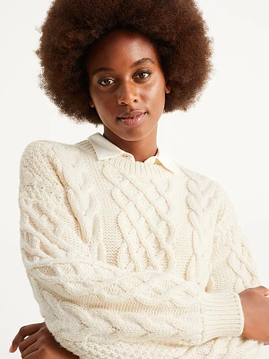 C&A Sweter-warkoczowy wzór, Biały, Rozmiar: L