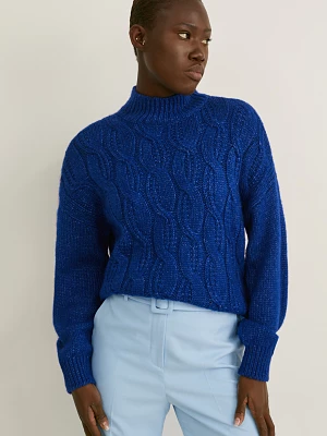 C&A Sweter-wzór w warkocze, Niebieski, Rozmiar: XL