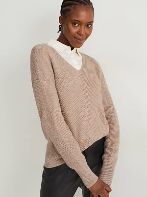 C&A Sweter z dekoltem V, Brązowy, Rozmiar: XL