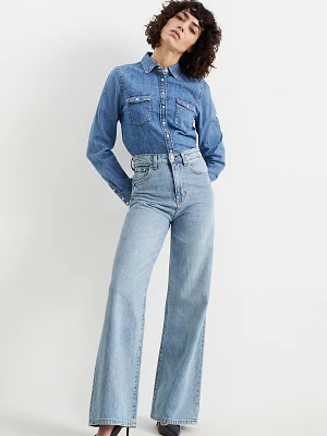 C&A Wide leg jeans-wysoki stan, Niebieski, Rozmiar: 42