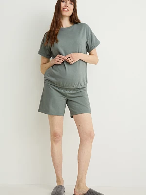 C&A Zestaw-T-shirt i szorty ciążowe-2 części, Zielony, Rozmiar: XS