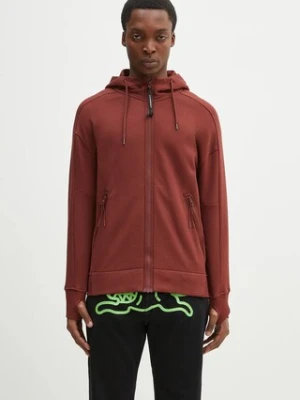 C.P. Company bluza bawełniana męska kolor bordowy z kapturem gładka 18CMSS028A005086W