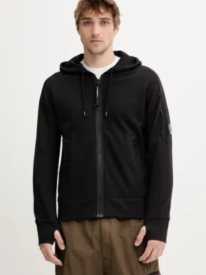 C.P. Company bluza bawełniana męska kolor czarny z kapturem gładka 18CMSS025A005086W