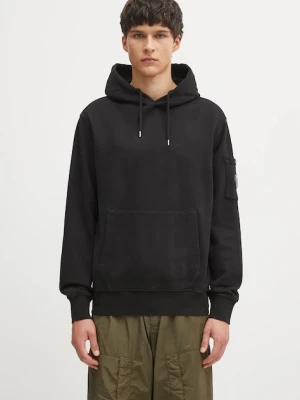 C.P. Company bluza bawełniana męska kolor czarny z kapturem gładka RFCMSS719A006372G