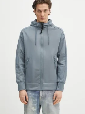 C.P. Company bluza bawełniana męska kolor niebieski z kapturem gładka 18CMSS028A005086W