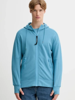 C.P. Company bluza bawełniana męska kolor niebieski z kapturem gładka 19CMSS715A005086W