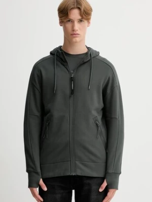 C.P. Company bluza bawełniana męska kolor szary z kapturem gładka 19CMSS715A005086W
