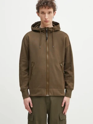 C.P. Company bluza bawełniana męska kolor zielony z kapturem gładka 18CMSS028A005086W