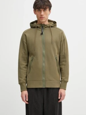 C.P. Company bluza bawełniana męska kolor zielony z kapturem gładka 19CMSS715A005086W