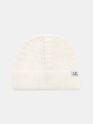 C.P. Company czapka beanie z wełny merino beżowy