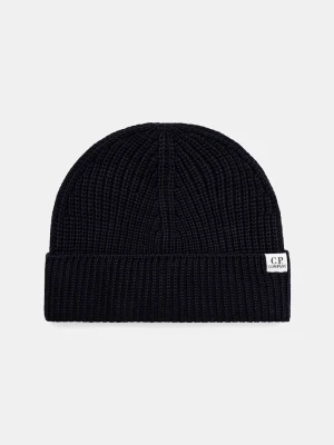 C.P. Company czapka beanie z wełny merino granatowy
