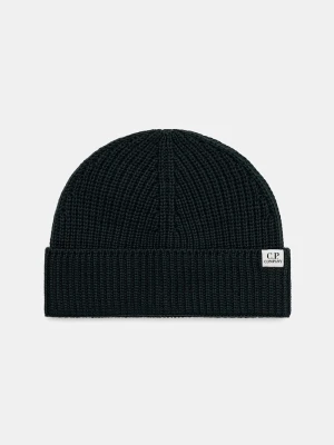 C.P. Company czapka beanie z wełny merino zielony