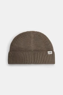 C.P. Company czapka Knit Cap In Re-Wool kolor beżowy gładka 17CMAC293A006595A