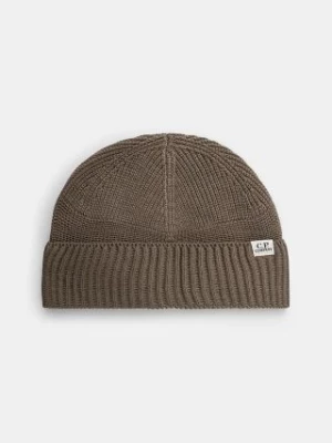 C.P. Company czapka Knit Cap In Re-Wool kolor beżowy gładka 17CMAC293A006595A