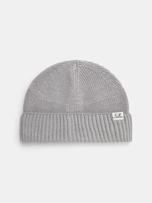 C.P. Company czapka Knit Cap In Re-Wool kolor szary gładka 17CMAC293A006595A