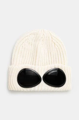 C.P. Company czapka wełniana Extra Fine Merino Wool Goggle Beanie kolor beżowy wełniana 17CMAC122A005509A