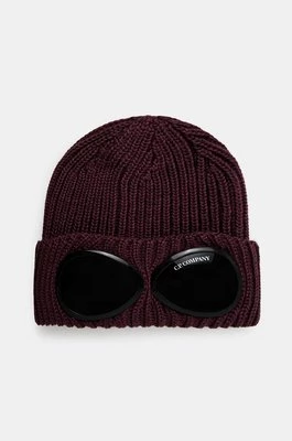 C.P. Company czapka wełniana Extra Fine Merino Wool Goggle Beanie kolor fioletowy wełniana 17CMAC122A005509A