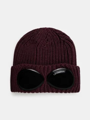 C.P. Company czapka wełniana Extra Fine Merino Wool Goggle Beanie kolor fioletowy wełniana 17CMAC122A005509A