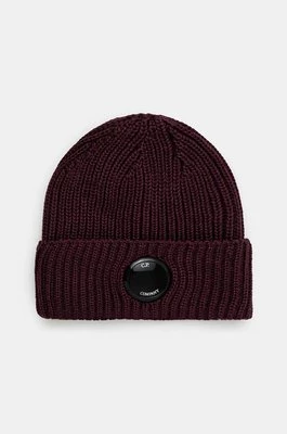 C.P. Company czapka wełniana Extra Fine Merino Wool Goggle Beanie kolor fioletowy wełniana 17CMAC272A005509A