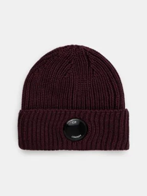 C.P. Company czapka wełniana Extra Fine Merino Wool Goggle Beanie kolor fioletowy wełniana 17CMAC272A005509A