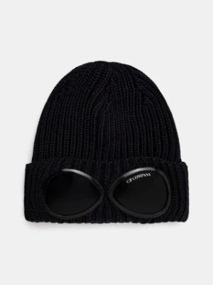 C.P. Company czapka wełniana Extra Fine Merino Wool Goggle Beanie kolor granatowy wełniana 17CMAC122A005509A