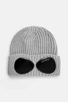 C.P. Company czapka wełniana Extra Fine Merino Wool Goggle Beanie kolor szary wełniana 17CMAC122A005509A