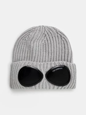 C.P. Company czapka wełniana Extra Fine Merino Wool Goggle Beanie kolor szary wełniana 17CMAC122A005509A