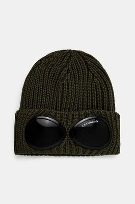 C.P. Company czapka wełniana Extra Fine Merino Wool Goggle Beanie kolor zielony wełniana 17CMAC122A005509A