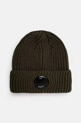 C.P. Company czapka wełniana Extra Fine Merino Wool Goggle Beanie kolor zielony wełniana 17CMAC272A005509A