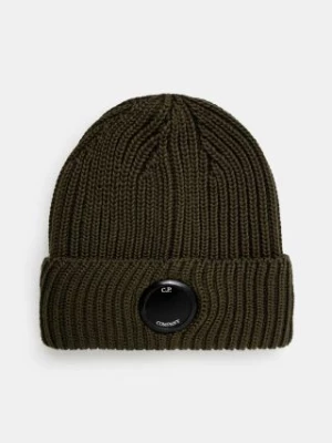 C.P. Company czapka wełniana Extra Fine Merino Wool Goggle Beanie kolor zielony wełniana 17CMAC272A005509A