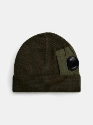 C.P. Company czapka wełniana Knit Cap kolor zielony wełniana 17CMAC297A005509A