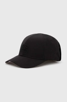 C.P. Company czapka z daszkiem Chrome-R Goggle kolor czarny gładka 16CMAC146A005904A