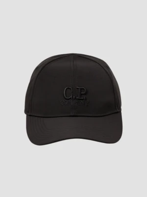 C.P. COMPANY Czarna atlasowa czapka z daszkiem