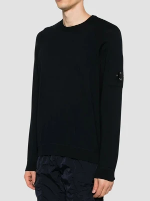 C.P. COMPANY Czarny męski cienki sweter Crew Neck