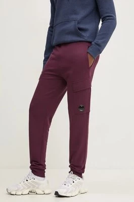 C.P. Company spodnie dresowe bawełniane Diagonal Raised Fleece Cargo Sweatpants kolor fioletowy gładkie 17CMSP017A005086W