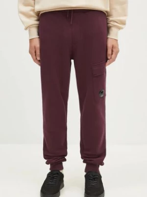 C.P. Company spodnie dresowe bawełniane Diagonal Raised Fleece Cargo Sweatpants kolor fioletowy gładkie 17CMSP017A005086W