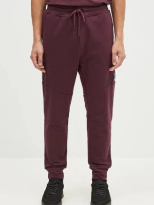 C.P. Company spodnie dresowe bawełniane Diagonal Raised Fleece Lens Sweatpants kolor fioletowy gładkie 17CMSP084A005086W