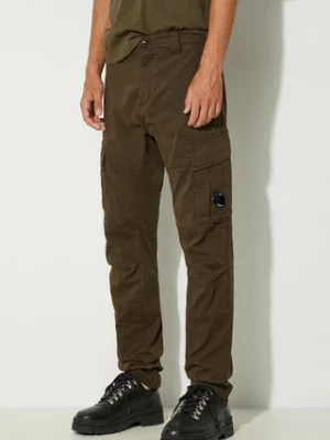 C.P. Company spodnie Stretch Sateen Ergonomic Lens Double Cargo Pants męskie kolor zielony dopasowane 17CMPA186A005529G