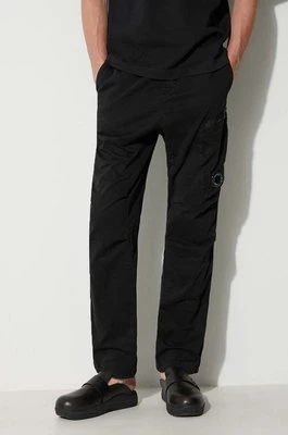 C.P. Company spodnie STRETCH SATEEN REGULAR PANTS męskie kolor czarny w fasonie cargo 15CMPA111A005529G