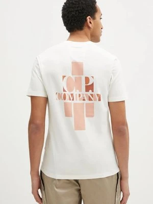 C.P. Company t-shirt bawełniany męski kolor beżowy z nadrukiem 18CMTS144A006586W