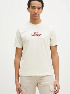 C.P. Company t-shirt bawełniany męski kolor beżowy z nadrukiem 18CMTS252A110094W