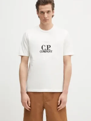 C.P. Company t-shirt bawełniany męski kolor biały z aplikacją 18CMTS106A110301W