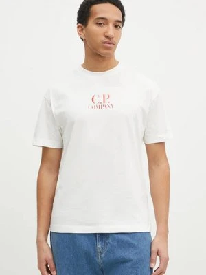 C.P. Company t-shirt bawełniany męski kolor biały z nadrukiem 18CMTS141A005100W