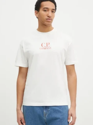 C.P. Company t-shirt bawełniany męski kolor biały z nadrukiem 18CMTS141A005100W