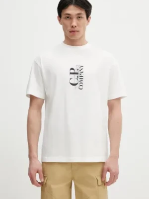 C.P. Company t-shirt bawełniany męski kolor biały z nadrukiem 18CMTS177A005100W