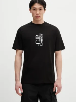 C.P. Company t-shirt bawełniany męski kolor czarny z nadrukiem 18CMTS177A005100W