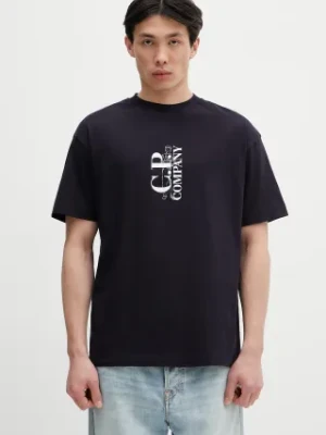 C.P. Company t-shirt bawełniany męski kolor granatowy z nadrukiem 18CMTS177A005100W